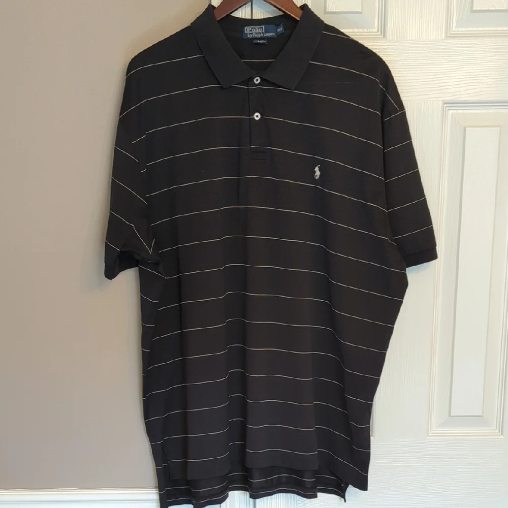 Polo by Ralph Lauren Black Polo with Thin White Stripes